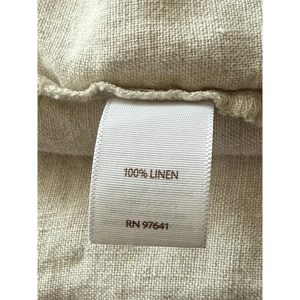 J Jill Pants SZ Medium Sand Dune All Linen Pull On Elastic Waist Wide Leg Casual - Picture 5 of 8